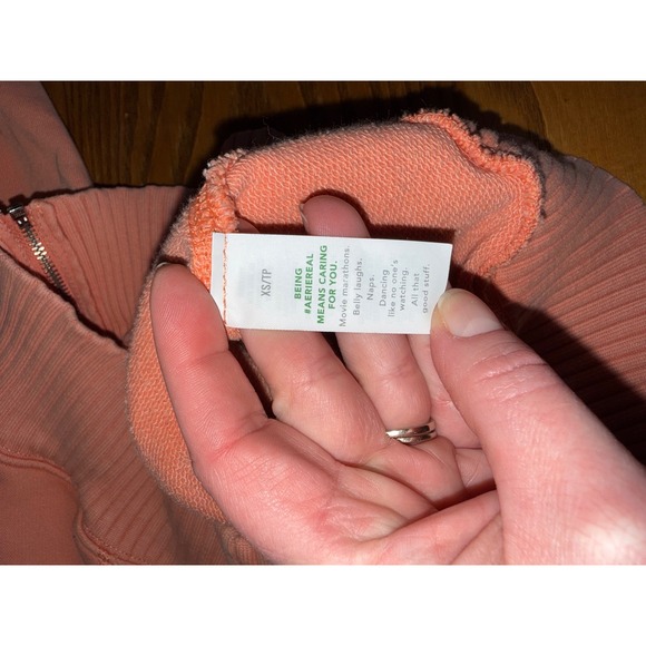 Aerie Oversized Down to Earth Zip Up Hoodie Saturn Peach French Terry XS - Picture 9 of 10